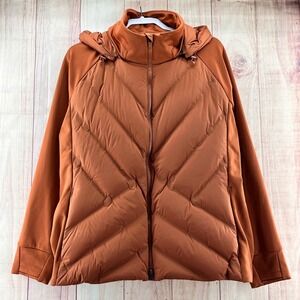 Athleta Rust Orange Hooded Puffer Jacket